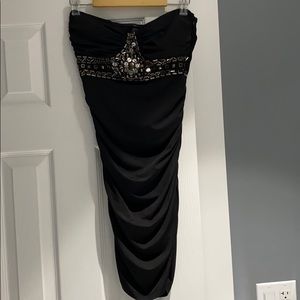 Black strapless dress